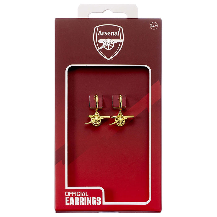 Arsenal FC Gold Finish Cannon Hoop Earrings