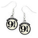 Harry Potter Silver Plated 9 & 3 Quarters Hook Earrings