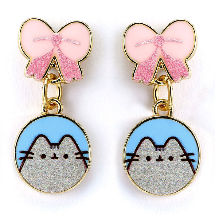 Pusheen Gold Plated Bow Drop Earrings