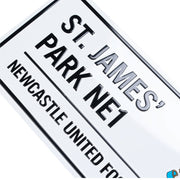 Newcastle United FC White Street Sign