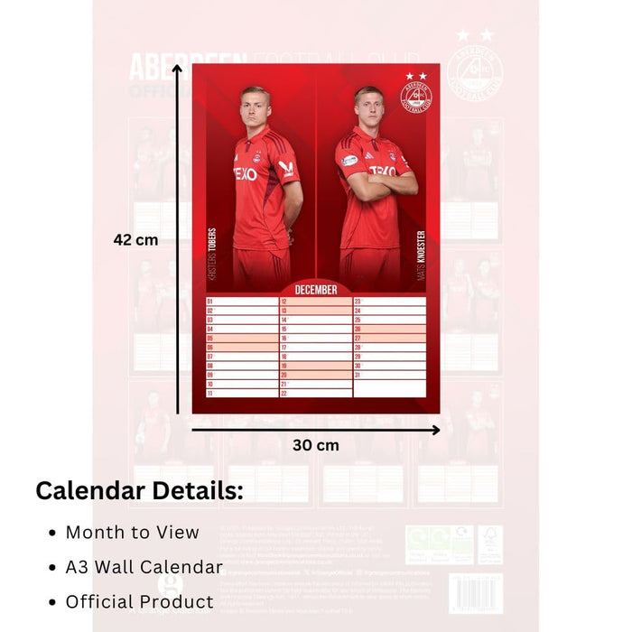 Aberdeen FC A3 Calendar 2026