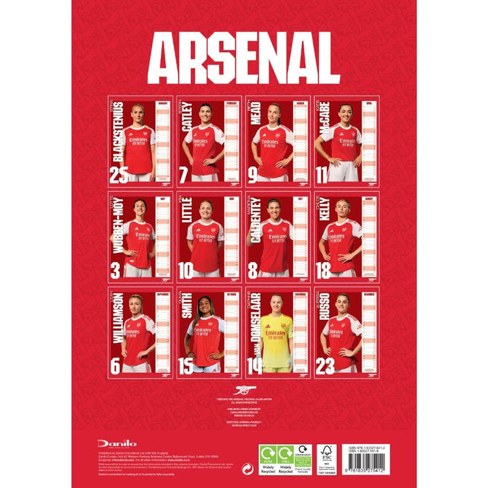 Arsenal WFC A3 Calendar 2026
