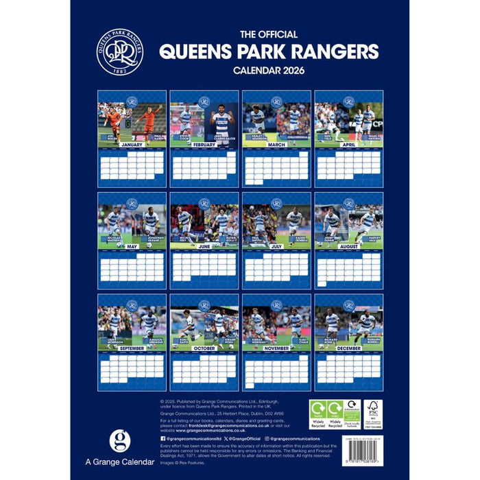Queens Park Rangers FC A3 Calendar 2026
