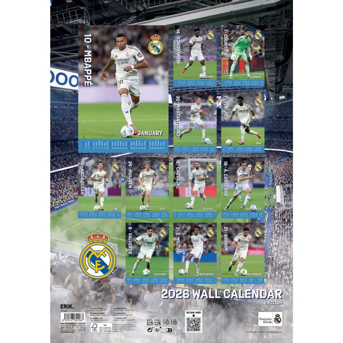 Real Madrid FC A3 Calendar 2026