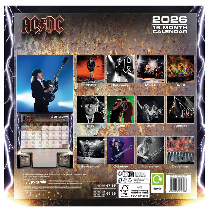 AC/DC Square Calendar 2026