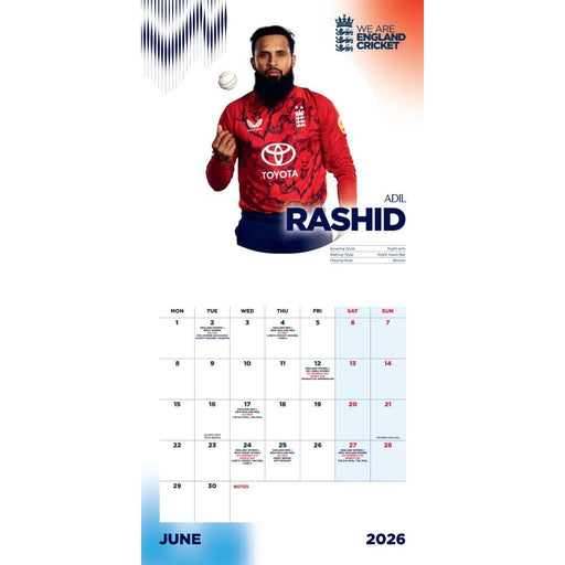 England Cricket Square Calendar 2026