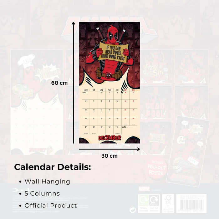 Deadpool Square Calendar 2027