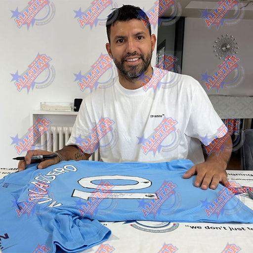 Manchester City FC Aguero Signed Shirt (Framed) - Excellent Pick