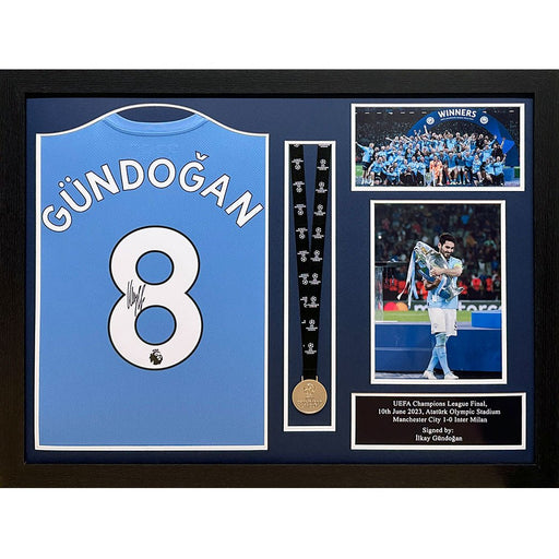 Manchester City FC Gundogan Signed Shirt & Medal (Framed) - Excellent Pick