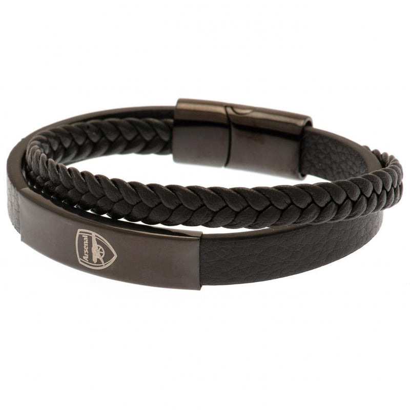 Arsenal FC Black IP Leather Bracelet - Excellent Pick