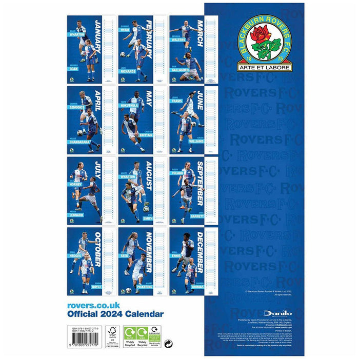 Blackburn Rovers FC A3 Calendar 2024 - Excellent Pick