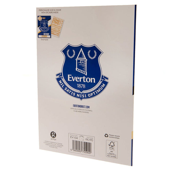 Everton FC Birthday Card With Stickers - Excellent Pick