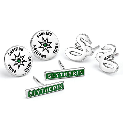 Harry Potter Silver Plated Earring Set Slytherin - Excellent Pick