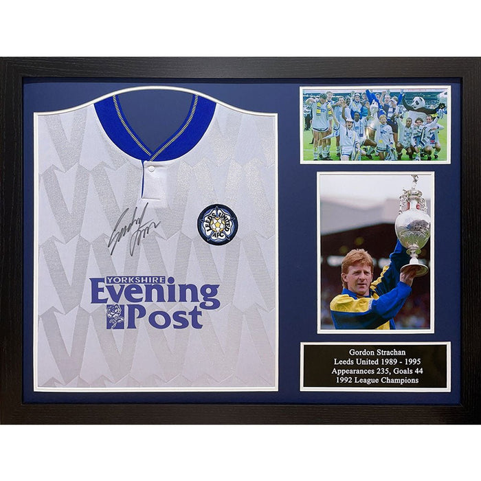 Leeds United FC 1992 Strachan Signed Shirt (Framed) - Excellent Pick