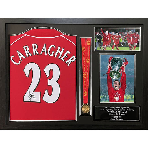 Liverpool FC Carragher Signed Shirt & Medal (Framed) - Excellent Pick