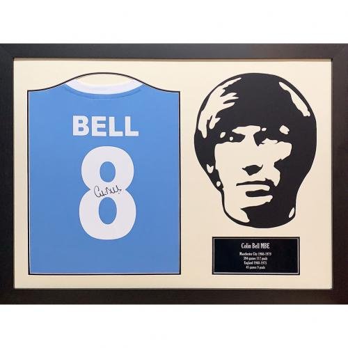 Manchester City FC Bell Signed Shirt Silhouette - Excellent Pick