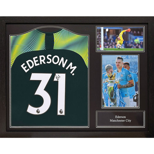 Manchester City FC Ederson Signed Shirt (Framed) - Excellent Pick