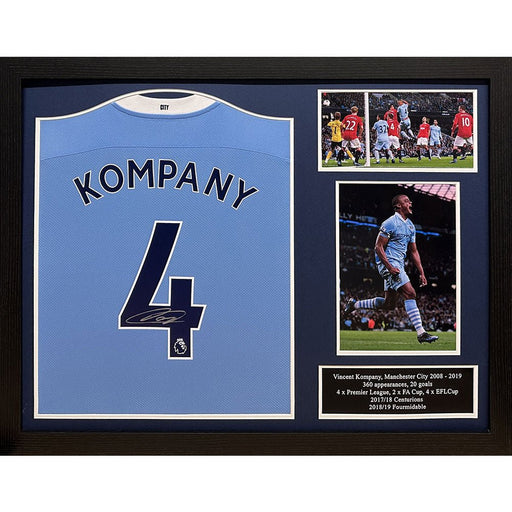 Manchester City FC Kompany Signed Shirt (Framed) - Excellent Pick