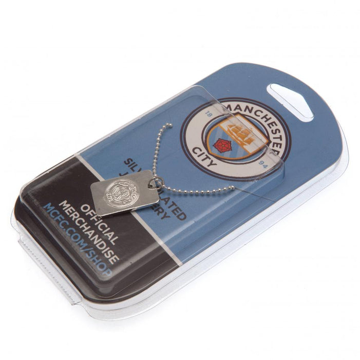Manchester City FC Silver Plated Dog Tag & Chain - Excellent Pick
