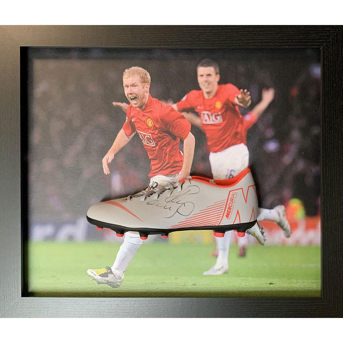 Manchester United FC Scholes Signed Boot (Framed) - Excellent Pick