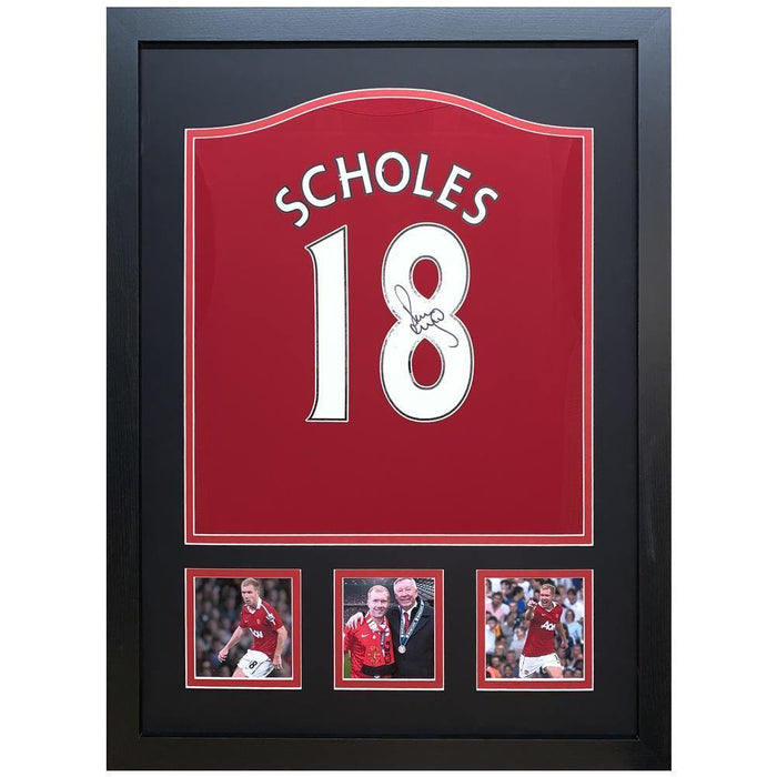 Manchester United FC Scholes Signed Shirt (Framed) - Excellent Pick