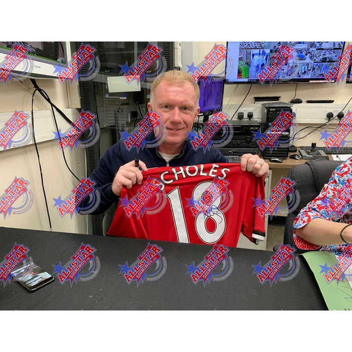 Manchester United FC Scholes Signed Shirt (Framed) - Excellent Pick