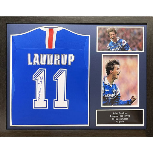 Rangers FC Laudrup Signed Shirt (Framed) - Excellent Pick