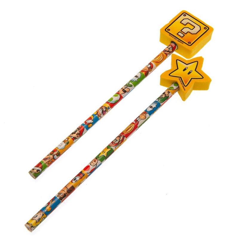 Super Mario 2pk Pencil & Topper Set - Excellent Pick