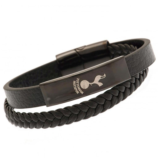 Tottenham Hotspur Fc Black Ip Leather Bracelet - Excellent Pick