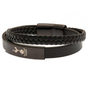Tottenham Hotspur Fc Black Ip Leather Bracelet - Excellent Pick