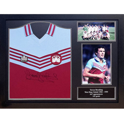 West Ham United FC 1980 Brooking Signed Shirt (Framed) - Excellent Pick