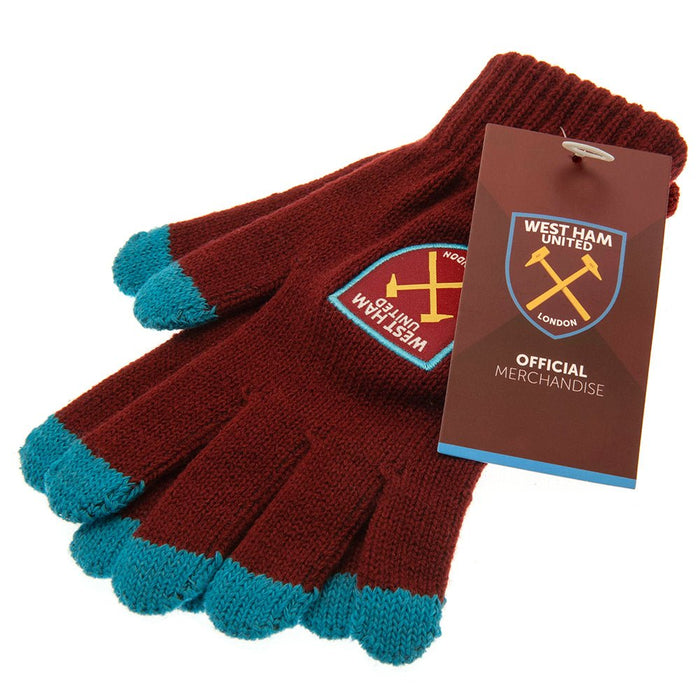 West Ham United FC Touchscreen Knitted Gloves Adults - Excellent Pick